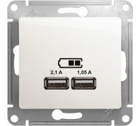 USB розетка 5В/2100мА, 2х5В/1050мА, Schneider Electric Glossa, GSL000633, Перламутр