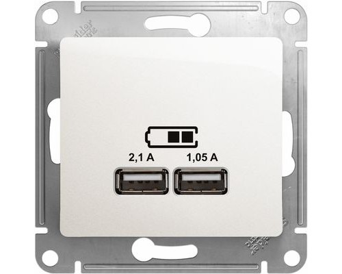 USB розетка 5В/2100мА, 2х5В/1050мА, Schneider Electric Glossa, GSL000633, Перламутр