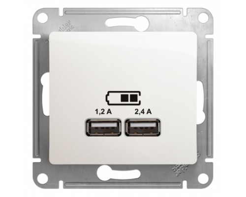 USB розетка A+С, 5В/2,4 А, 2х5В/1,2 А,  Schneider Electric Glossa, GSL000639, Перламутр