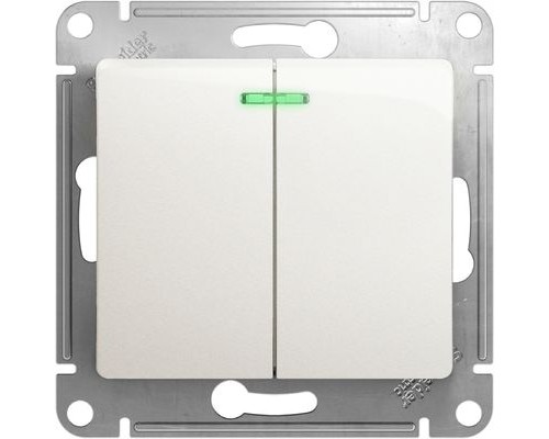 Выключатель 2-клавишный  с индикацией Schneider Electric Glossa, GSL000653, Перламутр