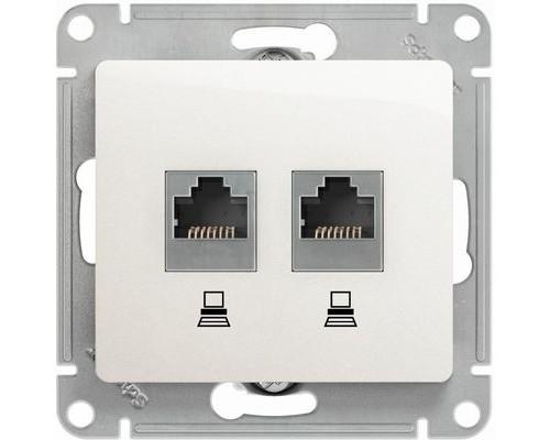 Компьютерная двойная розетка RJ45+RJ45 5E  Schneider Electric Glossa, GSL000685KK, Перламутр