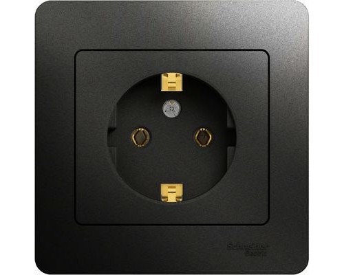 Розетка с заземлением в сборе, Schneider Electric Glossa, GSL000742,  Антрацит