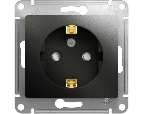 Розетка с заземлением со шторками, Schneider Electric Glossa, GSL000745,  Антрацит