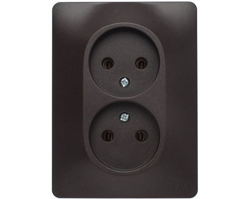 Розетка двойная без заземления Schneider Electric Glossa, GSL000820, Шоколад