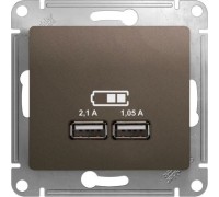 USB розетка 5В/2100мА, 2х5В/1050мА, Schneider Electric Glossa, GSL000833, Шоколад
