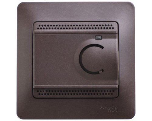 Термостат (терморегулятор) электрон.теплого пола с датчиком,от+5до+50°C,10A,в сборе, Schneider Electric Glossa, GSL000838, Шоколад