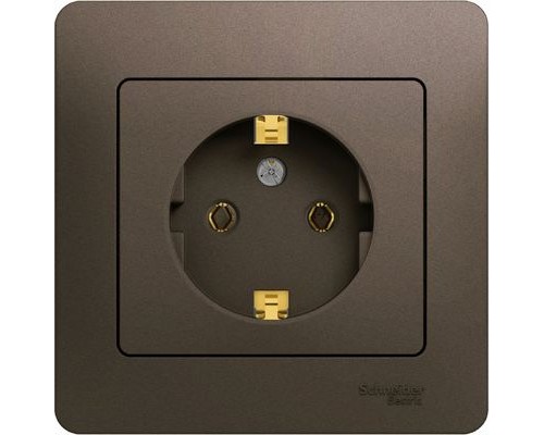 Розетка с заземлением в сборе, Schneider Electric Glossa, GSL000842, Шоколад