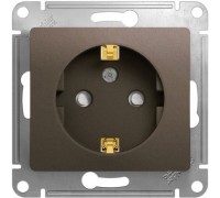 Розетка с заземлением со шторками, Schneider Electric Glossa, GSL000845, Шоколад