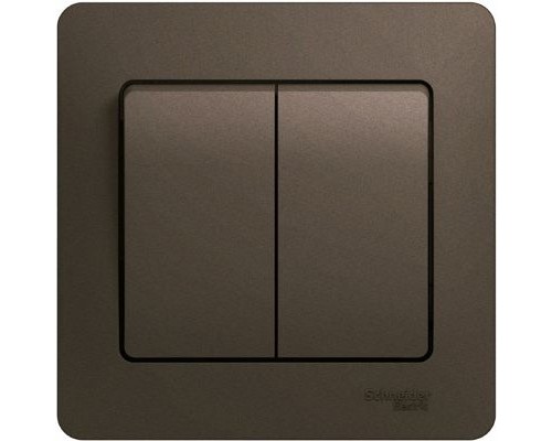 Выключатель 2-клавишный  в сборе Schneider Electric Glossa, GSL000852, Шоколад