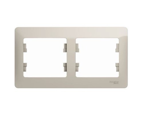 Рамка двухместная, горизонтальная, Schneider Electric Glossa, GSL000902,  Молочный 