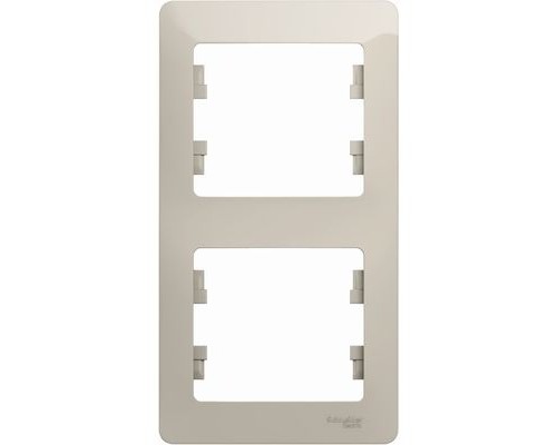 Рамка двухместная, вертикальная, Schneider Electric Glossa, GSL000906,  Молочный 