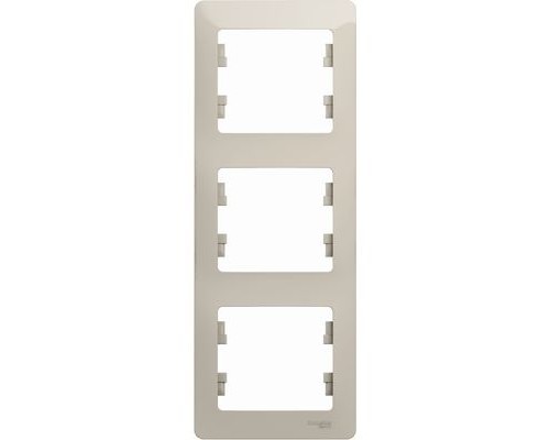 Рамка трехместная, вертикальная, Schneider Electric Glossa, GSL000907,  Молочный 