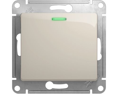 Выключатель 1-клавишный с подсветкой Schneider Electric Glossa, GSL000913,  Молочный 