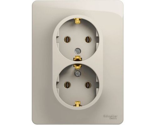 Розетка двойная с заземлением Schneider Electric Glossa, GSL000924,  Молочный 