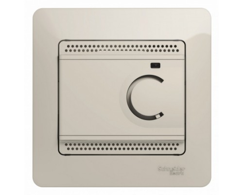 Термостат (терморегулятор) электрон.теплого пола с датчиком,от+5до+50°C,10A,в сборе, Schneider Electric Glossa, GSL000938,  Молочный 