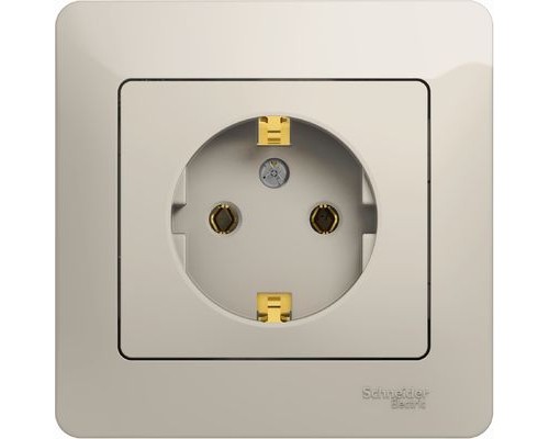 Розетка с заземлением в сборе, Schneider Electric Glossa, GSL000942,  Молочный 
