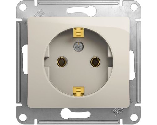 Розетка с заземлением, Schneider Electric Glossa, GSL000943,  Молочный 