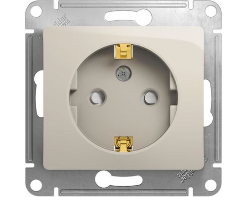 Розетка с заземлением со шторками, Schneider Electric Glossa, GSL000945,  Молочный 
