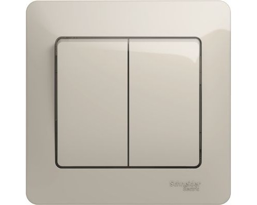 Выключатель 2-клавишный  в сборе Schneider Electric Glossa, GSL000952,  Молочный 