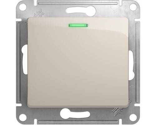  1-клавишный проходной выключатель (переключатель) с индикацией Schneider Electric Glossa, GSL000963,  Молочный 
