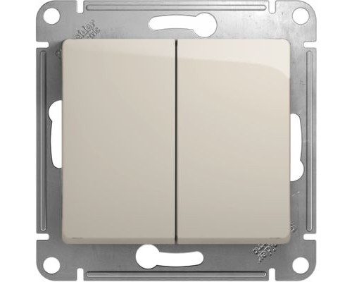 2-клавишный проходной выключатель (переключатель) Schneider Electric Glossa, GSL000965,  Молочный 