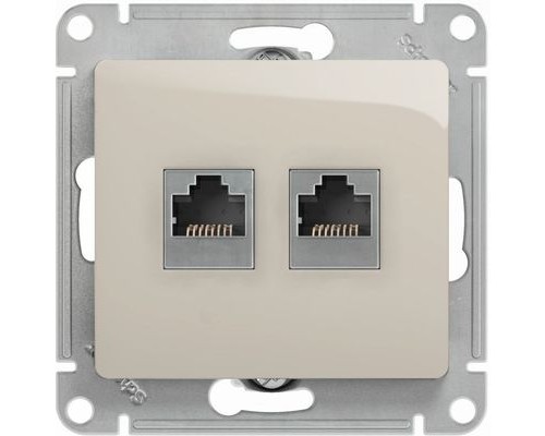 Розетка двойная RJ11+RJ45, кат.5E, Schneider Electric Glossa, GSL000985,  Молочный 