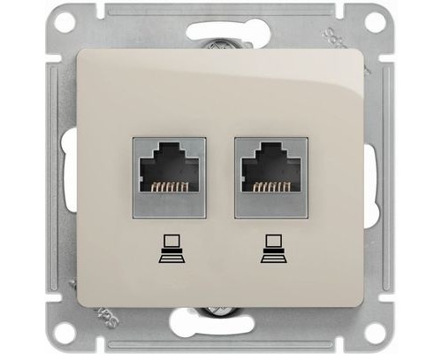 Компьютерная двойная розетка RJ45+RJ45 5E Schneider Electric Glossa, GSL000985KK,  Молочный 
