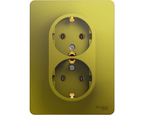 Розетка двойная с заземлением Schneider Electric Glossa, GSL001024,  Фисташковый