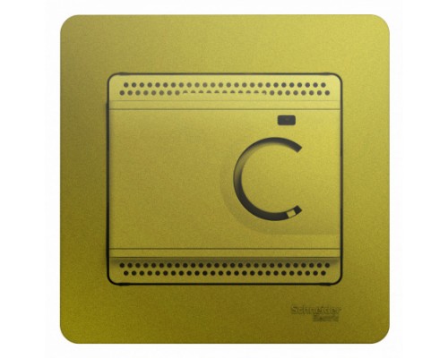 Термостат (терморегулятор) электрон.теплого пола с датчиком,от+5до+50°C,10A,в сборе, Schneider Electric Glossa, GSL001038,  Фисташковый