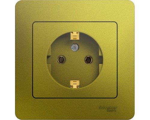 Розетка с заземлением в сборе, Schneider Electric Glossa, GSL001042,  Фисташковый