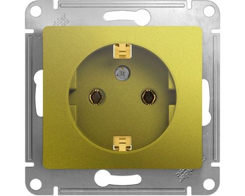 Розетка с заземлением, Schneider Electric Glossa, GSL001043,  Фисташковый