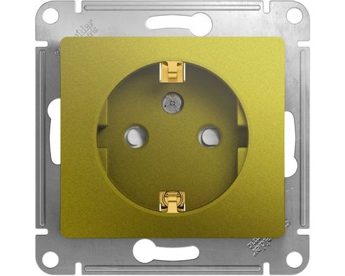 Розетка с заземлением со шторками, Schneider Electric Glossa, GSL001045,  Фисташковый