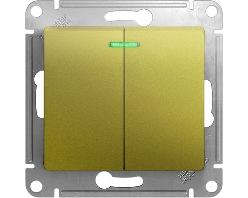 Выключатель 2-клавишный  с индикацией Schneider Electric Glossa, GSL001053,  Фисташковый