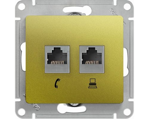 Розетка двойная RJ11+RJ45, кат.5E, Schneider Electric Glossa,GSL001085,  Фисташковый