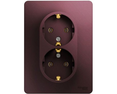 Розетка двойная с заземлением Schneider Electric Glossa, GSL001124,  Баклажановый