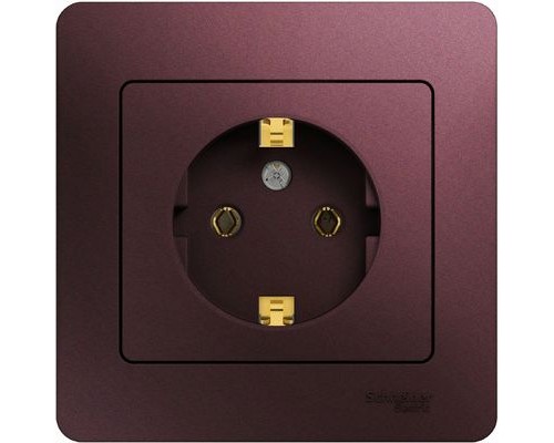 Розетка с заземлением в сборе, Schneider Electric Glossa, GSL001142,  Баклажановый