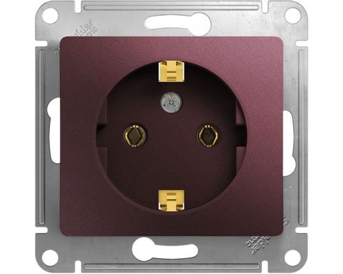 Розетка с заземлением, Schneider Electric Glossa, GSL001143,  Баклажановый