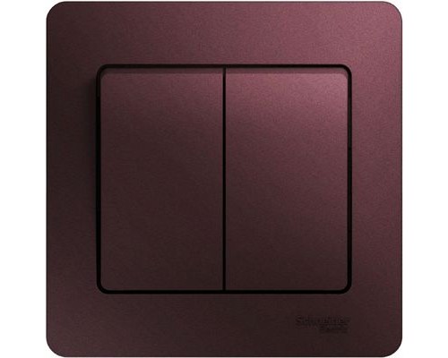 Выключатель 2-клавишный  в сборе Schneider Electric Glossa, GSL001152,  Баклажановый
