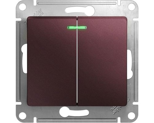 Выключатель 2-клавишный  с индикацией Schneider Electric Glossa, GSL001153,  Баклажановый