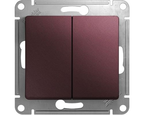 2-клавишный проходной выключатель (переключатель) Schneider Electric Glossa, GSL001165,  Баклажановый