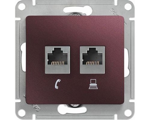 Розетка двойная RJ11+RJ45, кат.5E, Schneider Electric Glossa, GSL001185,  Баклажановый