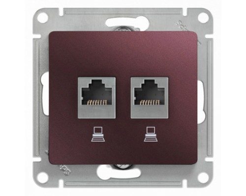 Компьютерная двойная розетка RJ45+RJ45 5E Schneider Electric Glossa, GSL001185KK,  Баклажановый