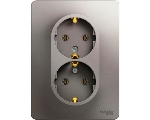 Розетка двойная с заземлением Schneider Electric Glossa, GSL001224,  Платина