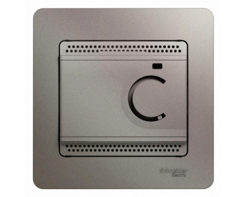 Термостат (терморегулятор) электрон.теплого пола с датчиком,от+5до+50°C,10A,в сборе, Schneider Electric Glossa, GSL001238,  Платина