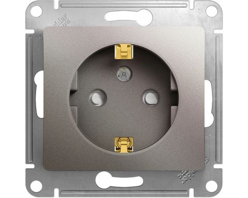 Розетка с заземлением со шторками, Schneider Electric Glossa, GSL001245,  Платина
