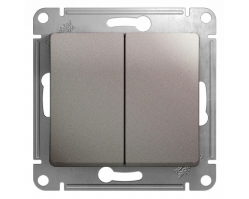 Выключатель 2-клавишный Schneider Electric Glossa, GSL001251,  Платина