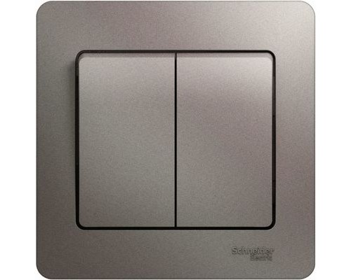 Выключатель 2-клавишный в сборе Schneider Electric Glossa, GSL001252,  Платина