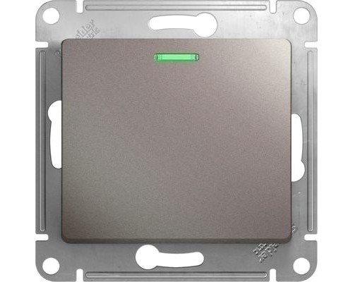  1-клавишный проходной выключатель (переключатель) с индикацией Schneider Electric Glossa, GSL001263,  Платина