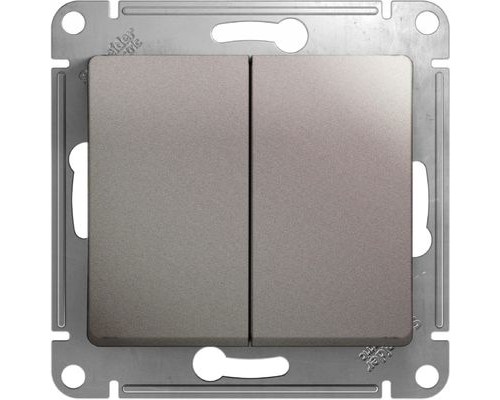 2-клавишный проходной выключатель (переключатель) Schneider Electric Glossa, GSL001265,  Платина