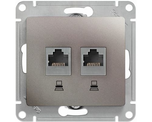 Компьютерная двойная розетка RJ45+RJ45 5E Schneider Electric Glossa, GSL001285KK,  Платина
